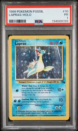 Pokemon PSA 1 Lapras Fossil 10/62 Holo Rare - Image 1