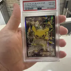 2016 POKEMON XY BLACK STAR PROMO RED & BLUE COLLECTION FULL ART/PIKACHU EX PSA 8 - Image 1