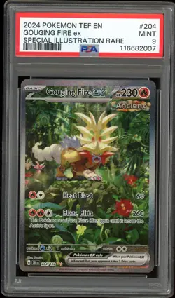 2024 Pokemon GOUGING FIRE EX #204 Full Art SIR Temporal Forces PSA 9 - Image 1