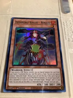 YuGiOh! Infernoble Knight - Renaud - AMDE-EN038 - Super Rare - 1st Ed - NM - Image 1
