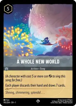 1x A Whole New World - 195/204 - Super Rare NM-Mint Disney Lorcana: The First Ch - Image 1