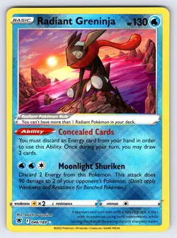 Radiant Greninja 046/189 2023 Crown Zenith Pokemon Card TCG Reverse Holo - Nm - Image 1