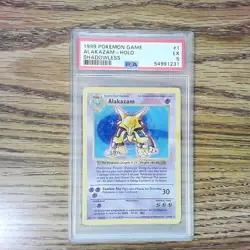 BASE Alakazam 1/102 Shadowless Graded Pokemon Card - PSA 5 - Image 1