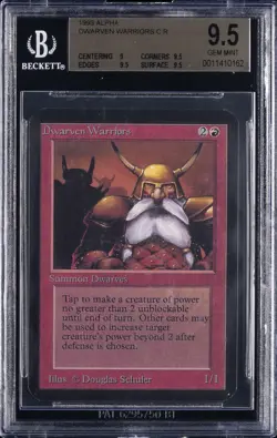 1993 MAGIC: THE GATHERING ALPHA C R DWARVEN WARRIORS BGS 9.5 - Image 1