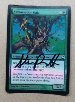 UNPLAYED SIGNED FOIL Ambassador Oak Morningtide MtG Magic STEVE PRESCOTT EDH - Image 1