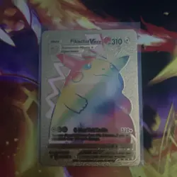 Pikachu VMAX 044/185 Rainbow Rare Gold Foil Collectible Pokemon Card FAN ART - Image 1