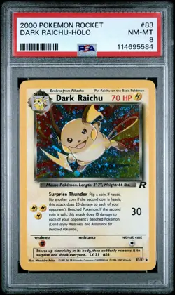 2000 POKEMON ROCKET #83 DARK RAICHU-HOLO PSA 8 - Image 1