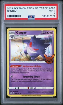 PSA 9 Gengar Holo - 066/196 2023 Trick Or Trade - Pokemon Graded Card - Image 1