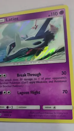 2017 Pokemon Shinning Legends #41 Latios Holo Rare NM to Mint Condition - Image 2