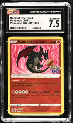 CGC 7.5 Radiant Charizard Pokemon GO 011/078 Special Pokemon Collectible Mint - Image 1