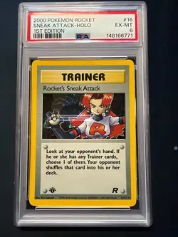 PSA 6 Rocket’s Sneak Attack Holo 1st Edition #16 – 2000 Pokemon Team Rocket - Image 1