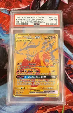 Pokemon Reshiram & Charizard GX SM247 Black Star Promo Holo PSA 8 2021 - Image 1