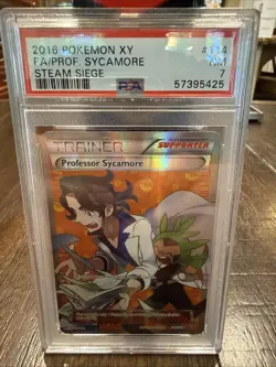 PSA 7 2016 POKEMON XY STEAM SIEGE #114 FULL ART/PROFESSOR SYCAMORE - Image 1