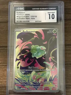Pokemon TCG Mega Evolution Bulbasaur Card 133/132 CGC GEM MINT 10 - Image 1