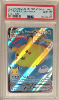 2021 Pokemon SWSH Celebrations PSA 10 Flying Pikachu VMAX FULL ART Holo #007 - Image 1