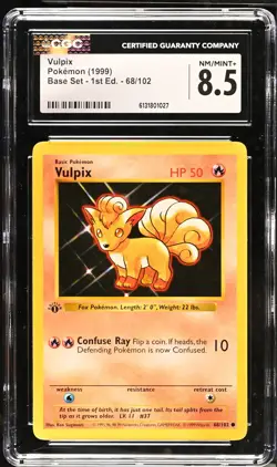 CGC 8.5 NM/MINT+ Vulpix 68/102 1st Edition Shadowless Base Set Pokemon Card - Image 1