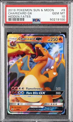2019 POKEMON SUN & MOON HIDDEN FATES #9 CHARIZARD GX PSA 10 - Image 1