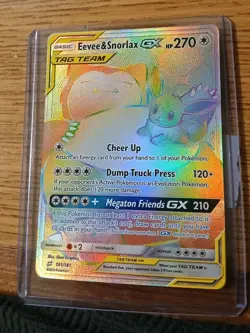 Pokemon Eevee & Snorlax GX 191/181 SM-Team Up TAG TEAM Full Art Holo Secret - Image 1
