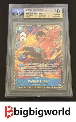 One Piece Card Game Portgas D Ace OP13-119 SEC Treasure Cup Top 16 BGS 10 - Image 1