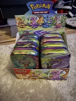 Prismatic evolutions opened display case-full art set-coins+art cards-NO PACKS - Image 1