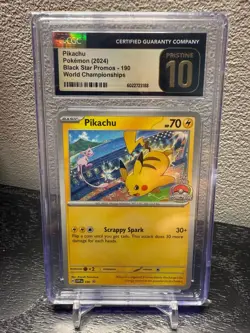 Pokemon Pikachu #190 (World's Stamp 2024) Black Star Promo - CGC 10 PRISTINE - Image 1