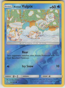 Pokemon TCG Alolan Vulpix Common Reverse Holo SM - Ultra Prism 30/156 - Image 1