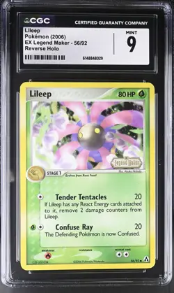 Pokemon Lileep 56/92 Reverse Holo EX Legend Maker - CGC 9 - Image 1