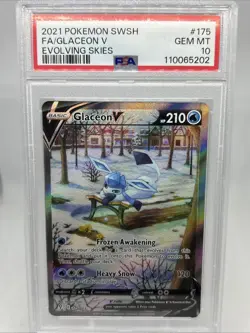 PSA 10 Glaceon V Full Alt Art 175/203 Evolving Skies Pokemon - Image 2