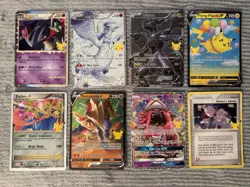 Pokemon 8x Card Lot Gold Reshiram Zekrom Pikachu V Avian Zamazenta GX + More - Image 1