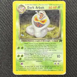 Dark Arbok Holo Rare (SWIRL) Team Rocket 2/82 – Vintage WotC Pokemon Card - DMG - Image 1