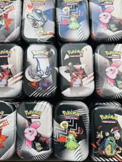 38xPokemon TCG Black Bolt and White Flare empty(with art cards in each)Mini Tins - Image 1