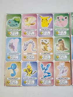 Vintage Oscar Mayer Lunchables Pokemon Cards 3 Uncut Sheets Rare 1–36 1999 Promo - Image 2