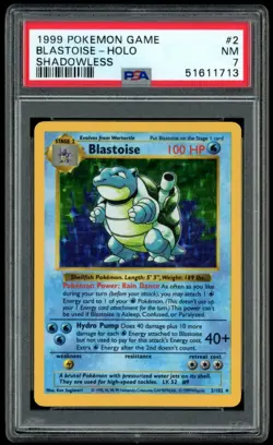 1999 Pokemon Game #2 Blastoise Holo Shadowless PSA 7 - Image 1