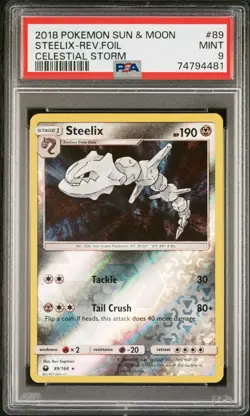 2018 Pokemon Sun Moon Celestial Storm Steelix Reverse Holo 89 PSA 9 *POP 3, 0 10 - Image 1