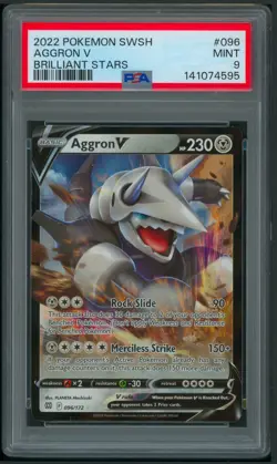Pokemon SWSH Brilliant Stars Aggron V 096/172 PSA 9 - Image 1