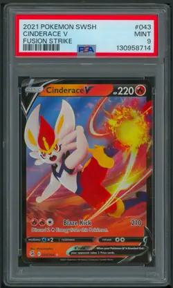 Pokemon SWSH Fusion Strike Cinderace V 043/264 PSA 9 - Image 1