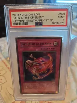 YuGiOh PSA 9 MINT 2003 Dark Spirit of the Silent LON-079 1st Edition Super Rare - Image 1