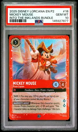 2025 DISNEY LORCANA EN P2-PROMO #18 MICKEY MOUSE - PIRATE CAPTAIN PSA 10 - Image 1