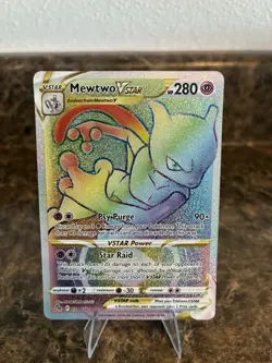 Pokemon Go Mewtwo VSTAR Rainbow Secret Rare TCG Card 079/078 - Image 1