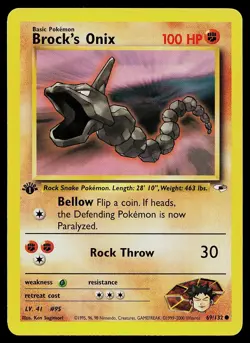 Pokemon Card - Brock's Onix Gym Heroes 69/132 1st Edition Common - Image 1