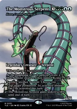 The Monstrous Serpent - Koma, Cosmos Serpent BORDERLESS Avatar Magic MTG NM - Image 1