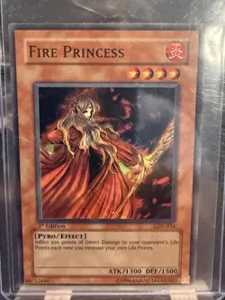 Yu-Gi-Oh! TCG Fire Princess First Edition LON-034 Unlimited Super Rare *Creased* - Image 1