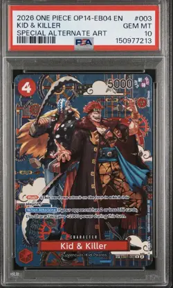 ONE PIECE KID & KILLER 2026 OP14-EB04- #003 SPECIAL ALT ART PSA 10 - Image 1