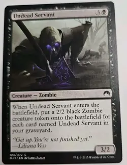 MTG Magic The Gathering Card Undead Servant Creature Zombie Black Magic Origins - Image 1