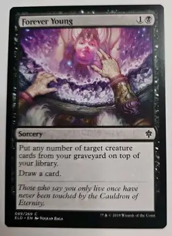MTG Magic The Gathering Card Forever Young Sorcery Black Throne Of Eldraine 2019 - Image 1