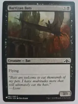 MTG Magic The Gathering Card Bartizan Bats Creature Bat Black Guilds Of Ravnica - Image 1