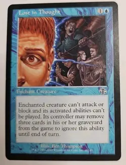 MTG Magic The Gathering Card Lost in Thought Enchant Creature Blue Judgment - Image 1