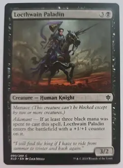 MTG Magic The Gathering Card Locthwain Paladin Creature Human Knight Black ELD - Image 1