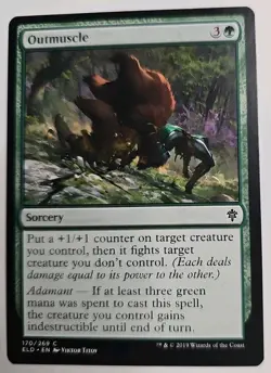 MTG Magic The Gathering Card Outmuscle Sorcery Green Throne Of Eldraine 2019 - Image 1