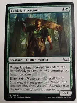 MTG Magic The Gathering Card Caldaia StrongarmCreature Human Warrior Green SNC - Image 1